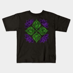 Mandala Design Leaves and Lotus Flowers Kids T-Shirt